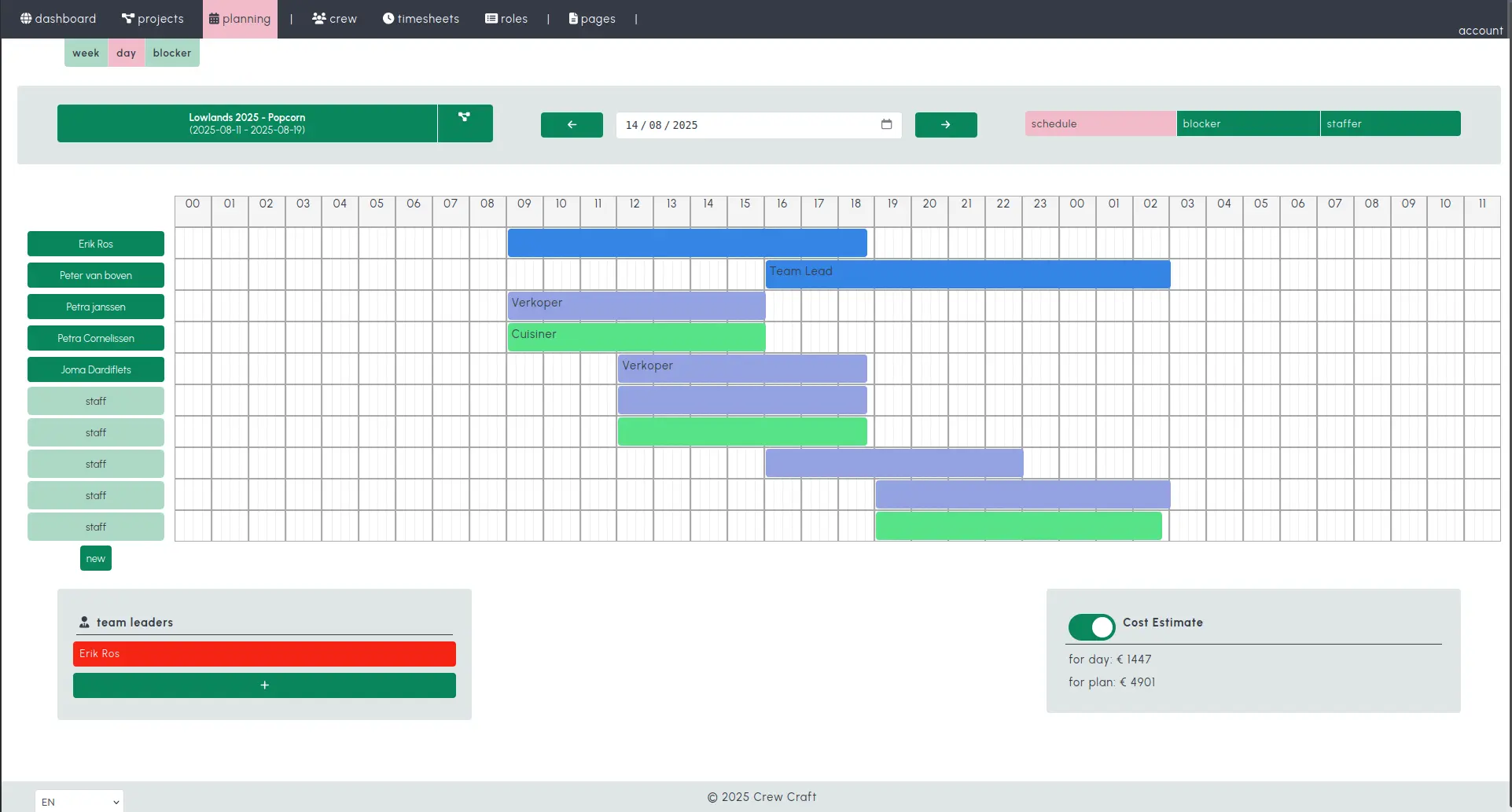 Dag planner screenshot
