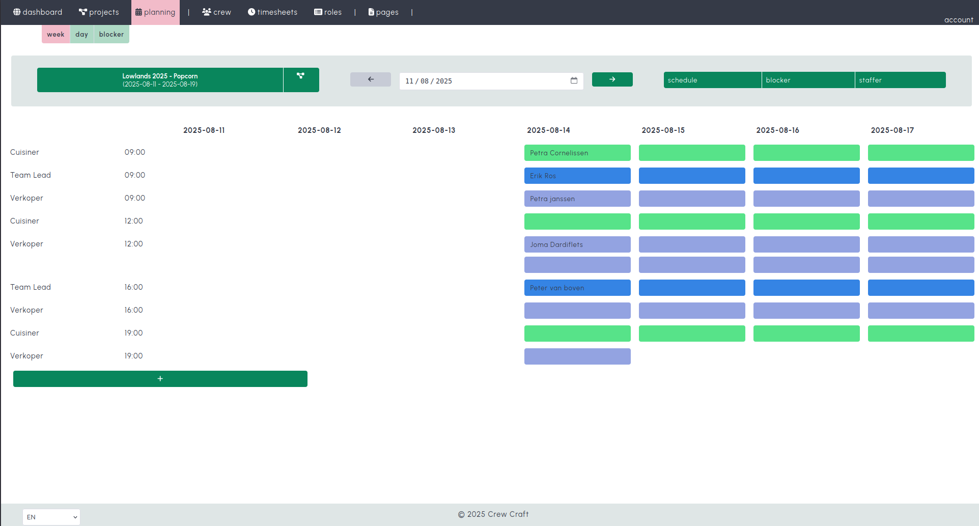 Week planner screenshot