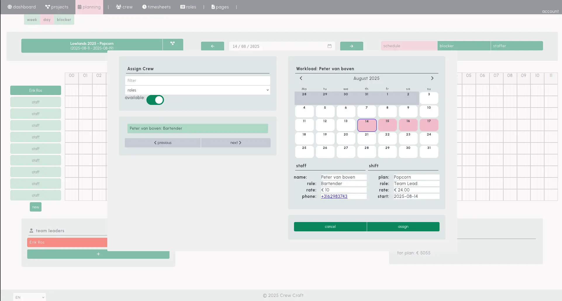 Diensten toewijzen screenshot