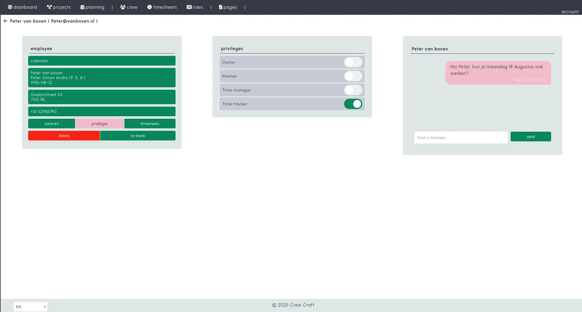 Rechten beheer screenshot
