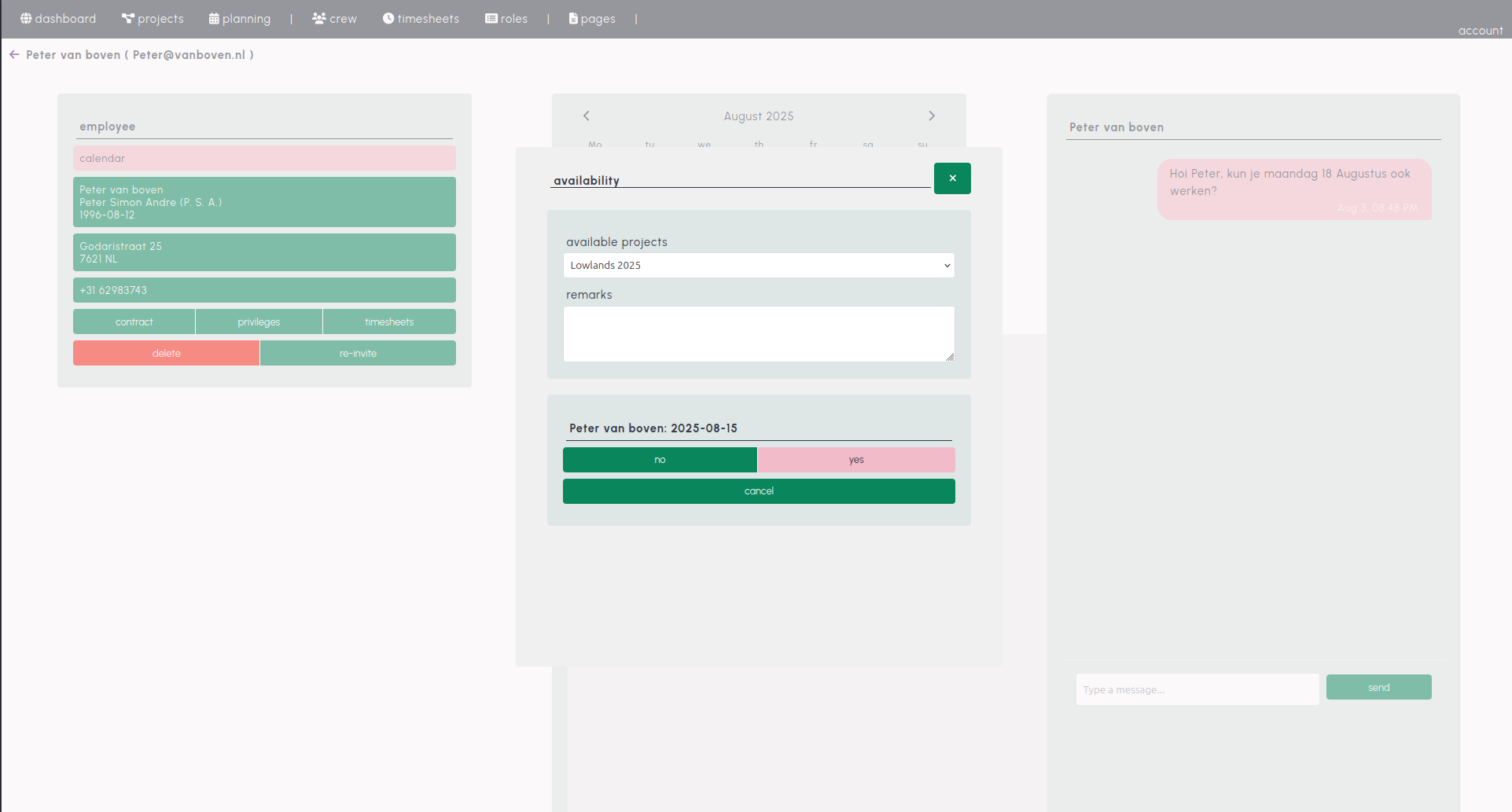 Availability screenshot