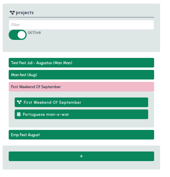 Project overview with filters