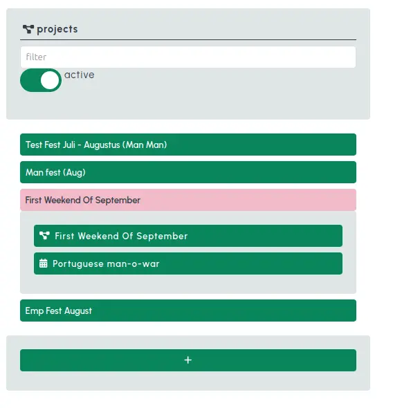 Project overzicht met filters