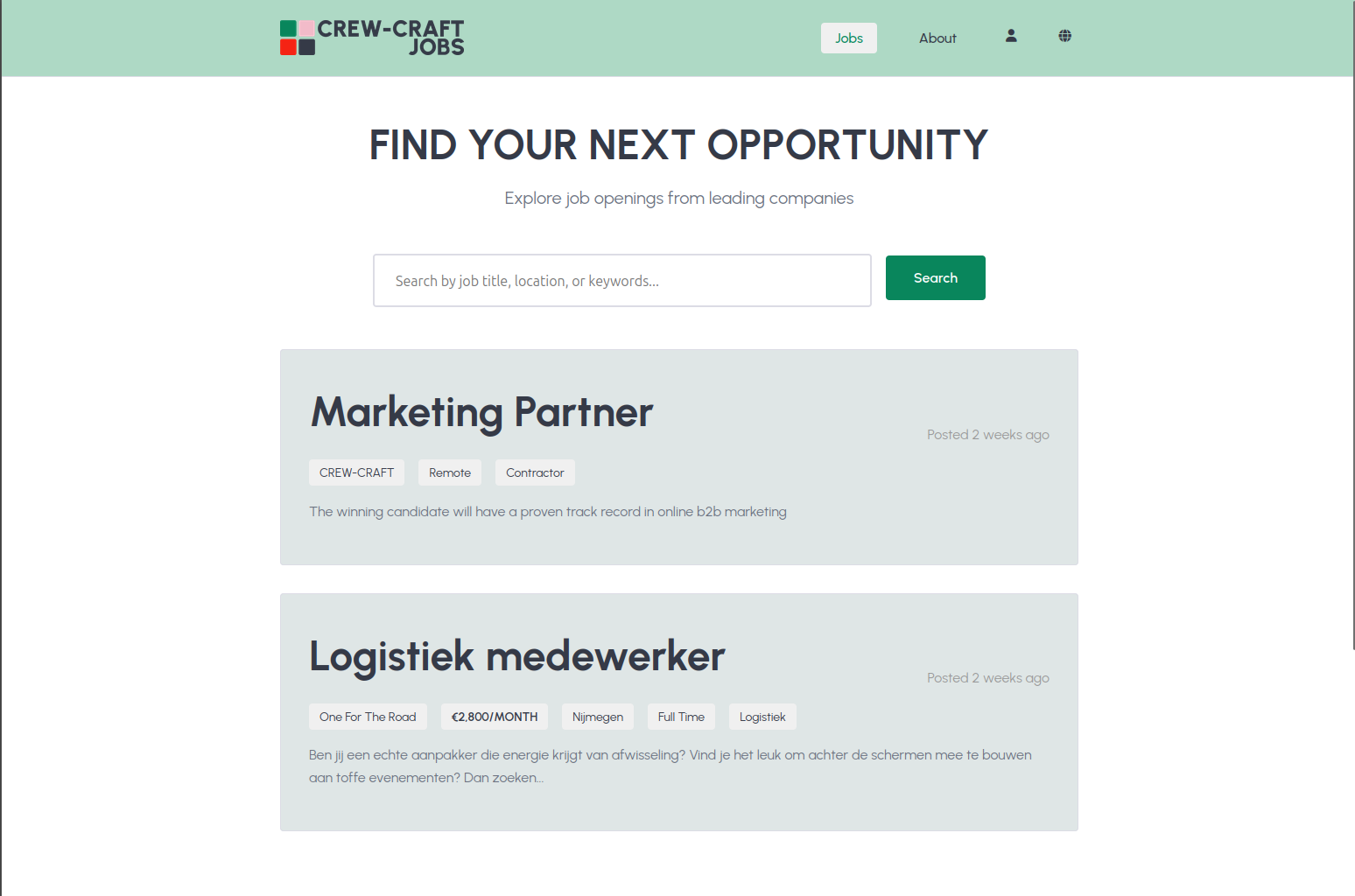 Jobs portal screenshot